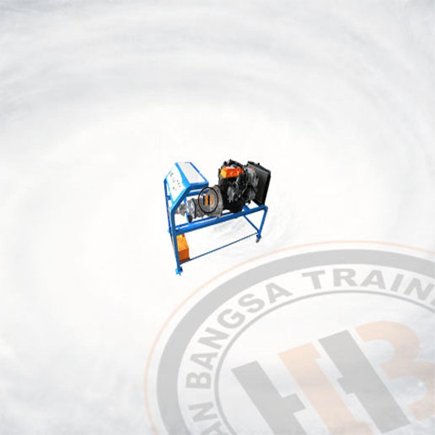 Diesel Engine Trainer Stand Hilux 2LT Transmisi Manual Besi Kotak Biru